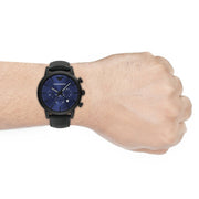  Shop Authentic Emporio Armani Luigi Analog Blue Dial Black Leather Strap Watch For Men - AR11351 - Luxxuri