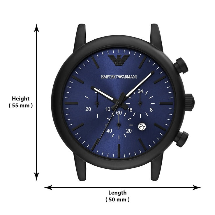  Shop Authentic Emporio Armani Luigi Analog Blue Dial Black Leather Strap Watch For Men - AR11351 - Luxxuri