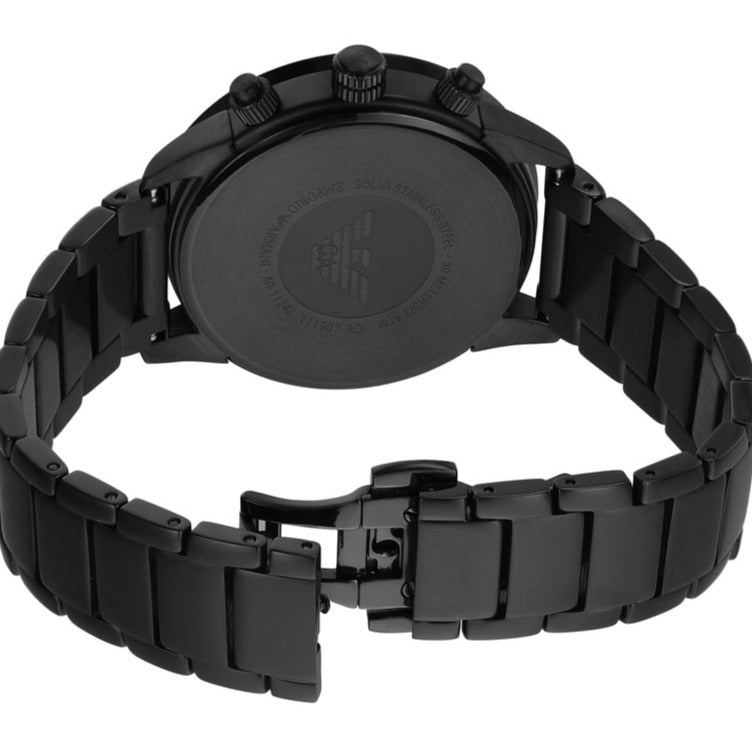  Shop Authentic Emporio Armani Mario Chronograph Black Dial Black Steel Strap Watch For Men - AR11242 - Luxxuri