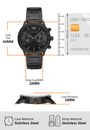  Shop Authentic Emporio Armani Mario Chronograph Black Dial Black Steel Strap Watch For Men - AR11242 - Luxxuri