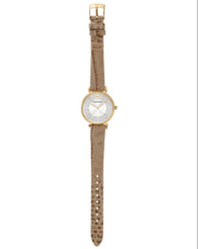  Shop Authentic Emporio Armani Gianni T Bar Crystals Silver Dial Brown Leather Strap Watch For Women - AR11518 - Luxxuri