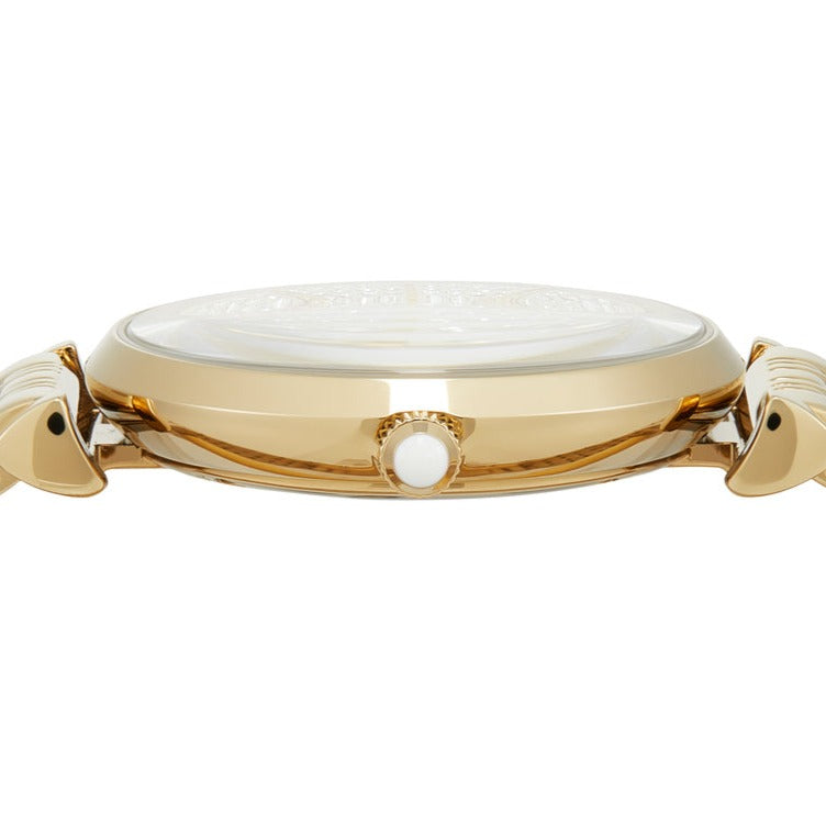  Shop Authentic Emporio Armani Gianni T Bar Analog Crystals Gold Dial Gold Steel Strap Watch For Women - AR11608 - Luxxuri