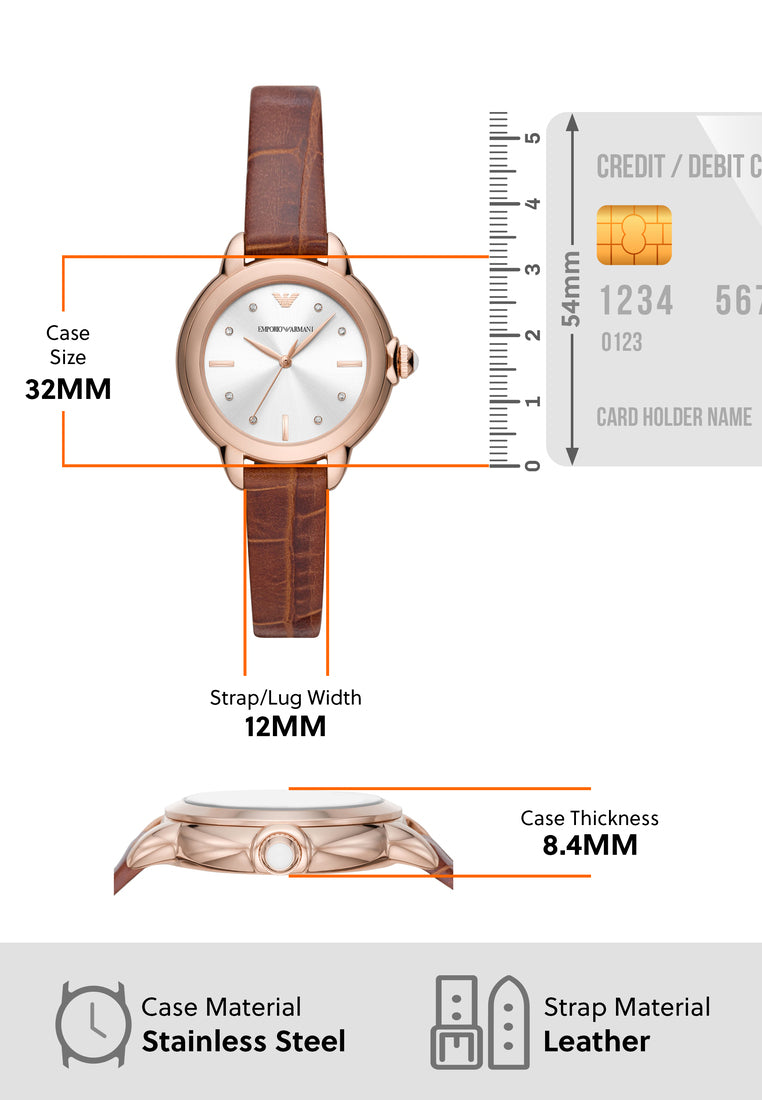  Shop Authentic Emporio Armani Mia Quartz Silver Dial Brown Leather Strap Watch For Women - AR11525 - Luxxuri