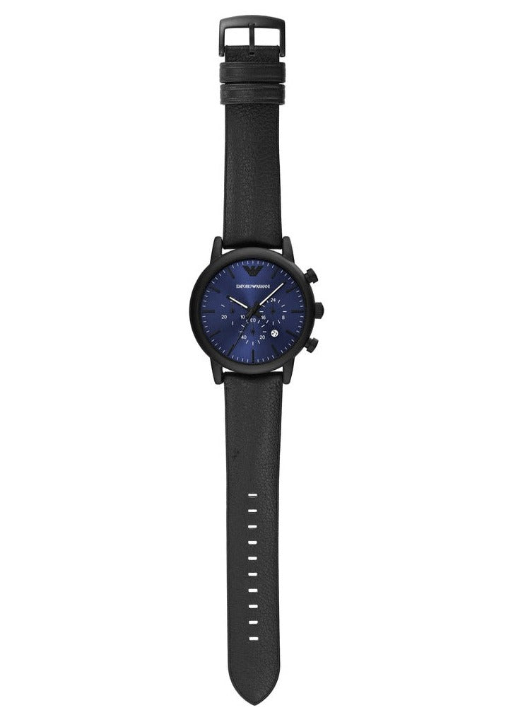  Shop Authentic Emporio Armani Luigi Analog Blue Dial Black Leather Strap Watch For Men - AR11351 - Luxxuri