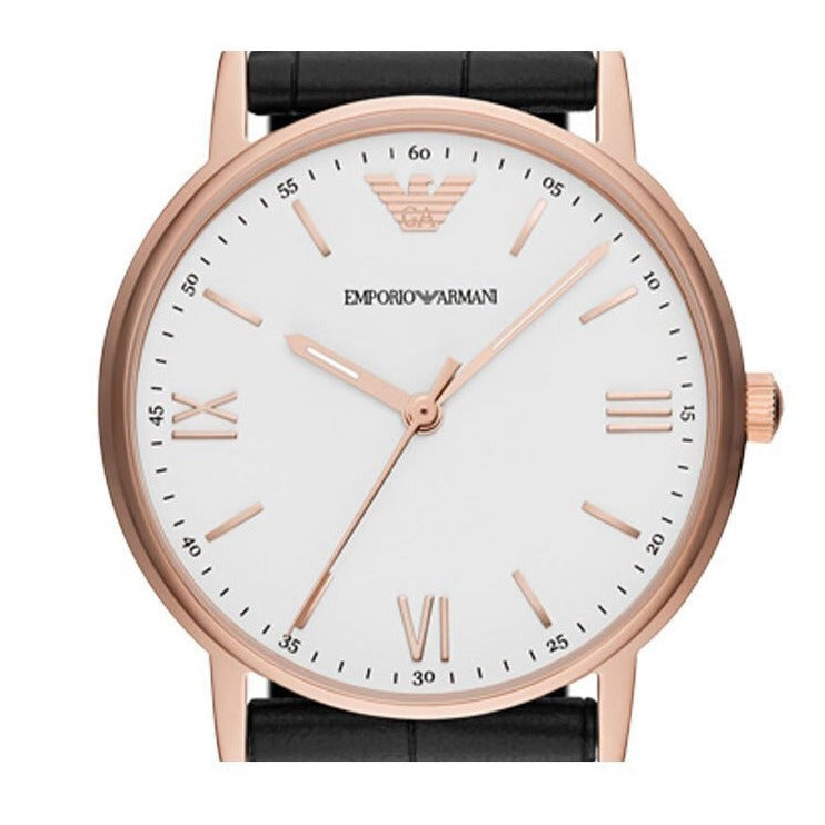  Shop Authentic Emporio Armani Kappa Quartz White Dial Black Leather Strap Watch For Men - AR80015 - Luxxuri