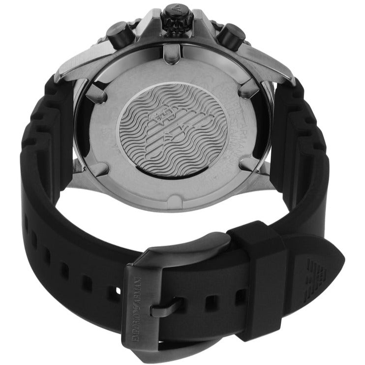  Shop Authentic Emporio Armani Diver Chronograph Black Dial Black Silicon Strap Watch For Men - AR11515 - Luxxuri