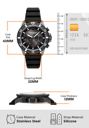  Shop Authentic Emporio Armani Diver Chronograph Black Dial Black Silicon Strap Watch For Men - AR11515 - Luxxuri