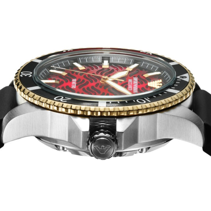  Shop Authentic Emporio Armani Meccanico Automatic Red Dial Black Silicon Strap Watch For Men - AR60070 - Luxxuri