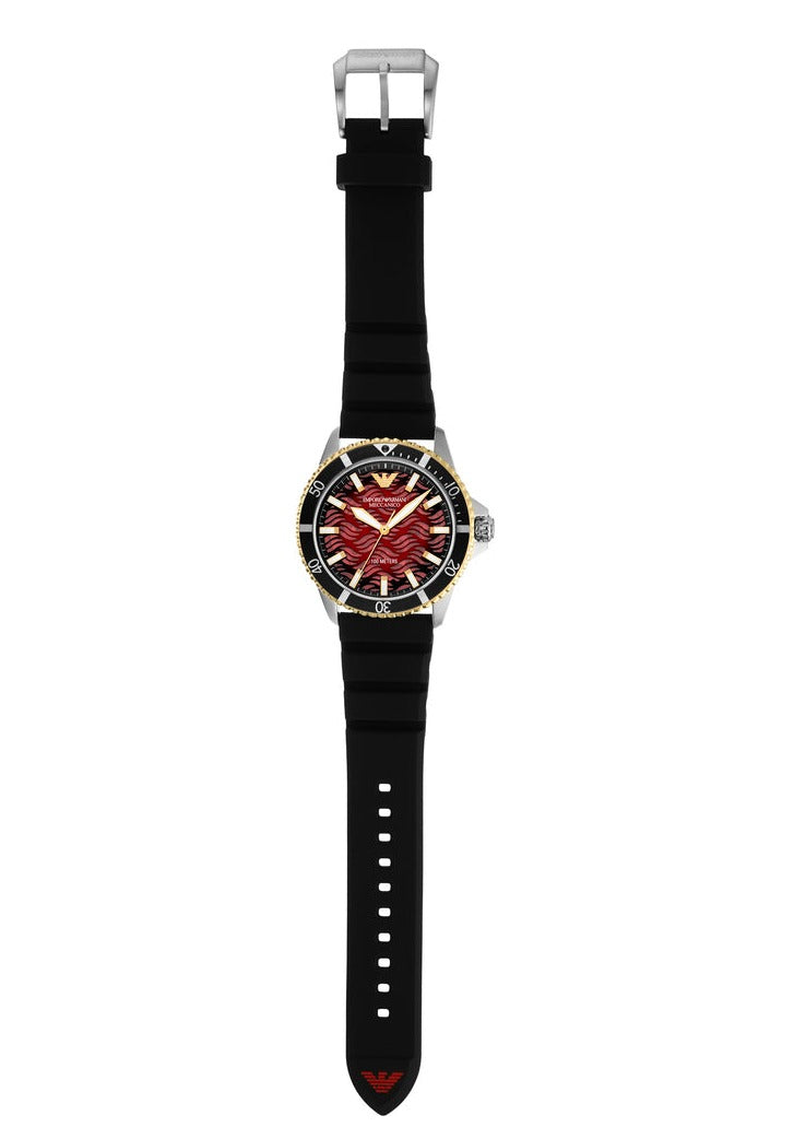  Shop Authentic Emporio Armani Meccanico Automatic Red Dial Black Silicon Strap Watch For Men - AR60070 - Luxxuri