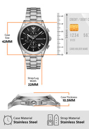  Shop Authentic Emporio Armani Paolo Chronograph Black Dial Silver Steel Strap Watch For Men - AR11602 - Luxxuri