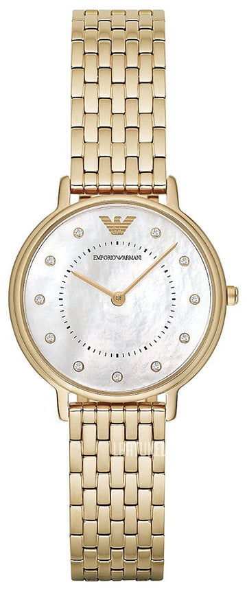  Shop Authentic Emporio Armani Dress Analog Mother of Pearl Dial Gold Steel Strap Watch For Women - AR11007 - Luxxuri