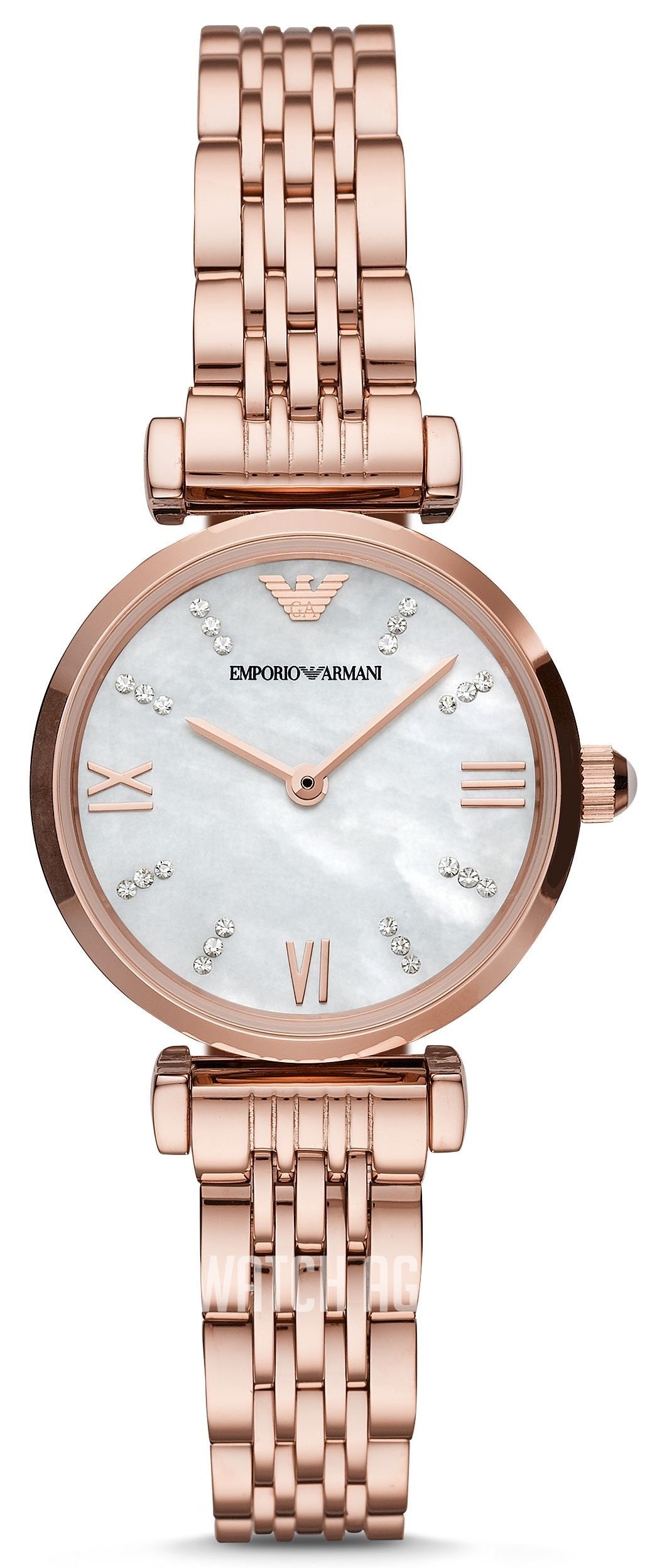  Shop Authentic Emporio Armani Gianni T-Bar Mother of Pearl Dial Rose Gold Steel Strap Watch For Women - AR11316 - Luxxuri