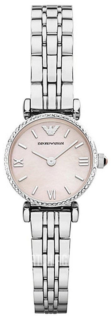 Shop Authentic Emporio Armani Classic Gianni T Bar Crystals Pink Dial Silver Steel Strap Watch For Women - AR1781 - Luxxuri