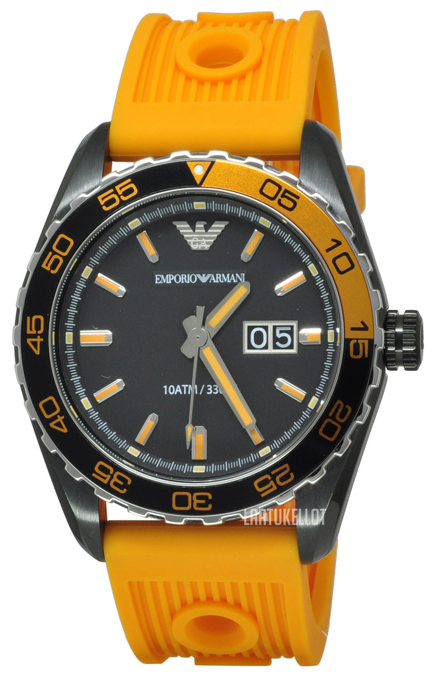  Shop Authentic Emporio Armani Sportivo Quartz Black Dial Orange Rubber Strap Watch For Men - AR6046 - Luxxuri