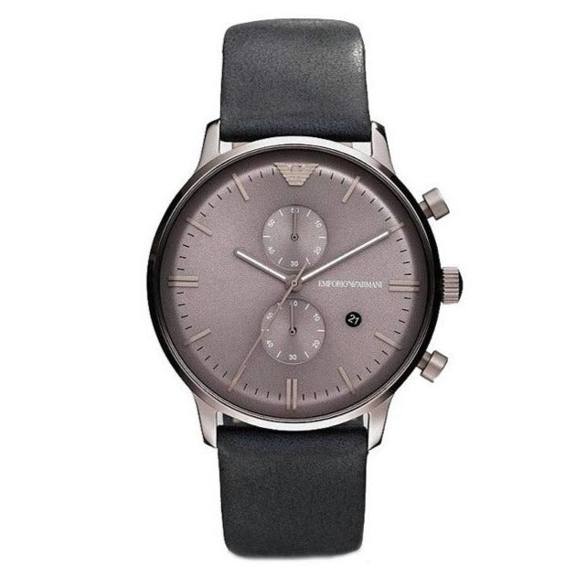  Shop Authentic Emporio Armani Classic Grey Dial Grey Leather Strap Watch For Men - AR0388 - Luxxuri