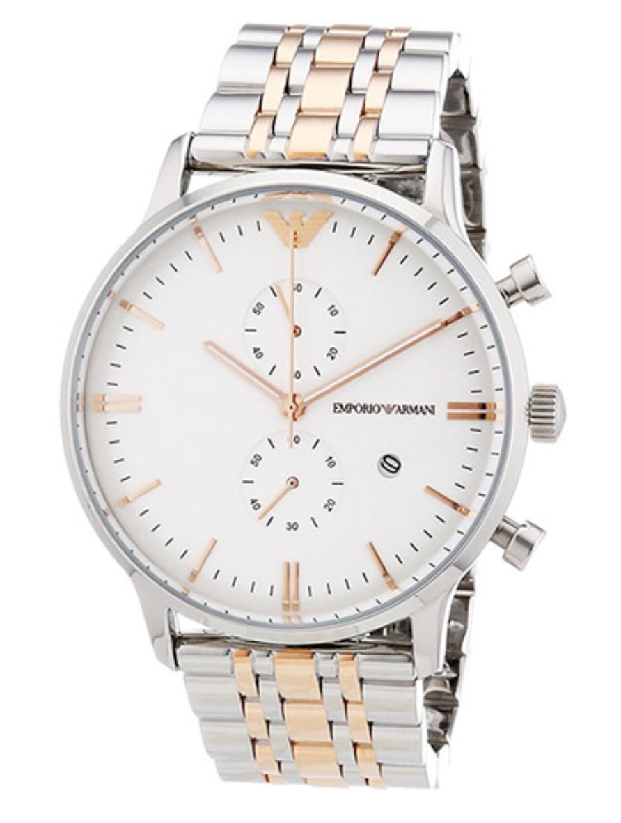  Shop Authentic Emporio Armani Chronograph White Dial Two Tone Steel Strap Watch For Men - AR0399 - Luxxuri