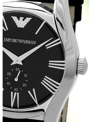 Shop Authentic Emporio Armani Valente Black Dial Black Leather Strap Watch For Men - AR0643 - Luxxuri