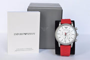  Shop Authentic Emporio Armani Luigi Chronograph White Dial Red Rubber Strap Watch For Men - AR11021 - Luxxuri