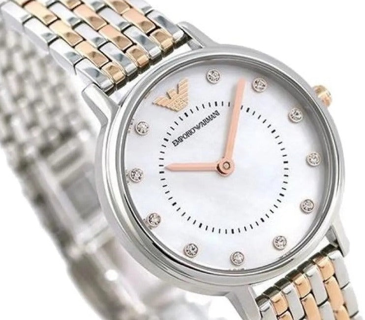  Shop Authentic Emporio Armani Mother of Pearl Dial Two Tone Stainless Steel Watch For Women - AR11094 - Luxxuri