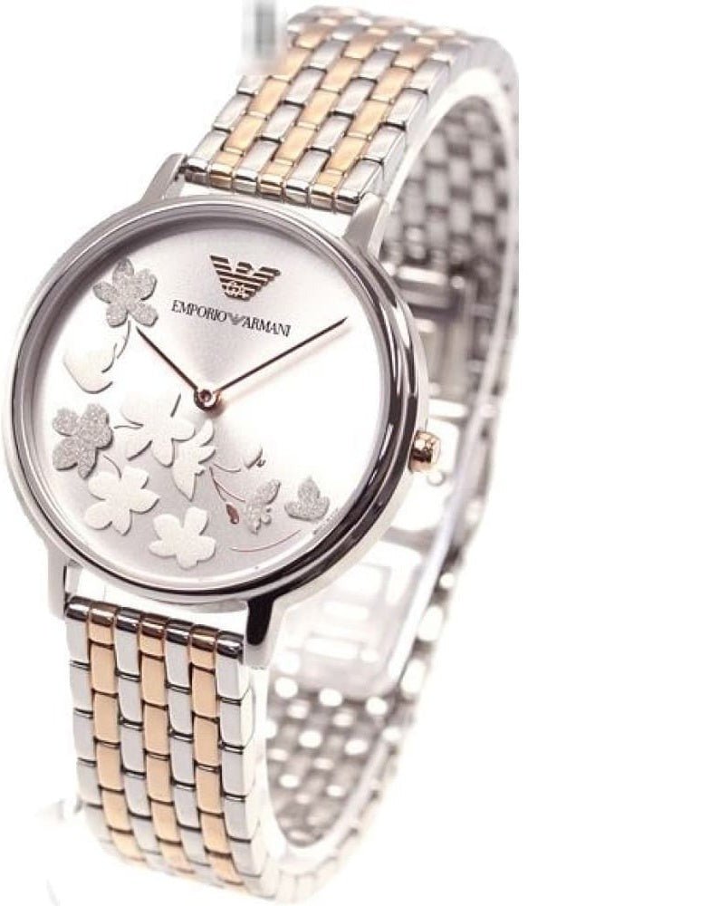  Shop Authentic Emporio Armani Silver Sunray Dial Two Tone Steel Strap Watch For Women - AR11113 - Luxxuri