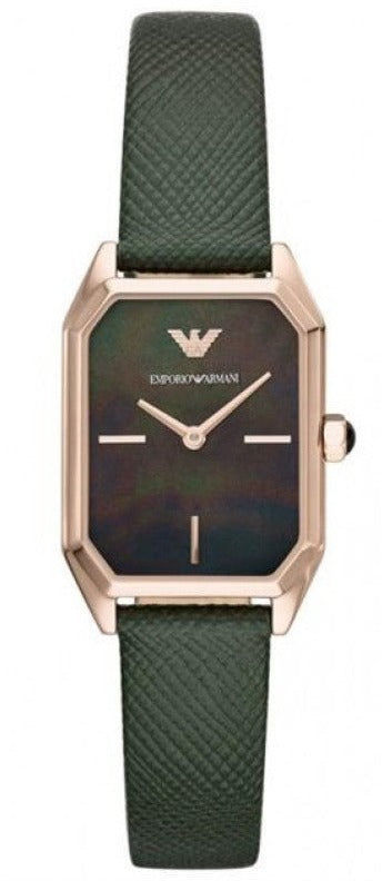  Shop Authentic Emporio Armani Gioia Analog Black Mother of Pearl Dial Green Leather Strap Watch For Women - AR11149 - Luxxuri