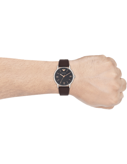  Shop Authentic Emporio Armani Kappa Quartz Black Dial Brown Leather Strap Watch For Men - AR11153 - Luxxuri