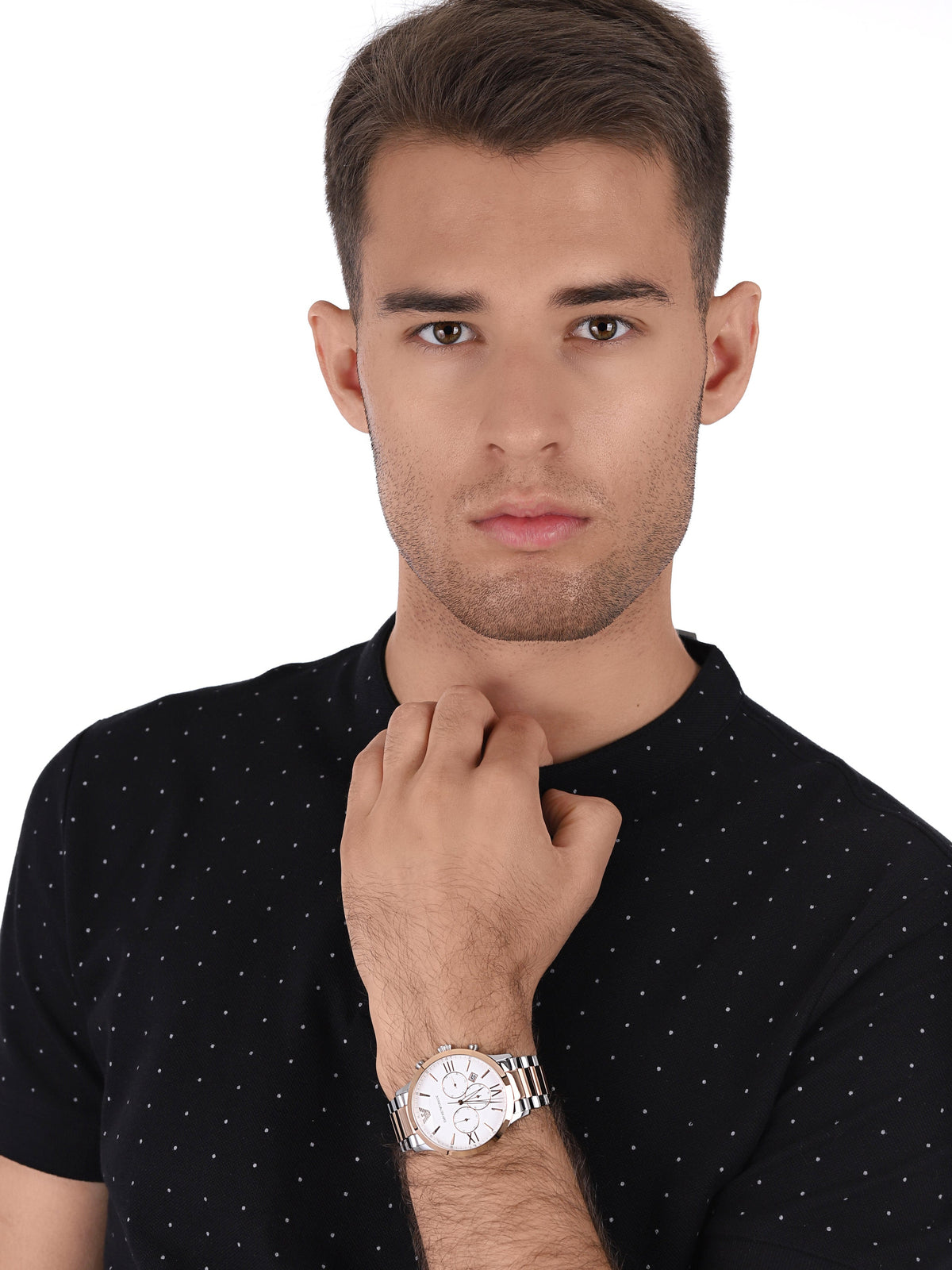  Shop Authentic Emporio Armani Giovanni Chronograph Quartz White Dial Two Tone Steel Strap Watch For Men - AR11209 - Luxxuri