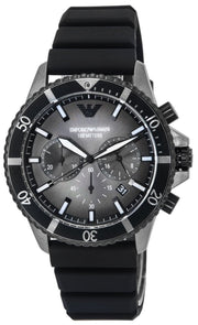  Shop Authentic Emporio Armani Diver Chronograph Black Dial Black Silicon Strap Watch For Men - AR11515 - Luxxuri