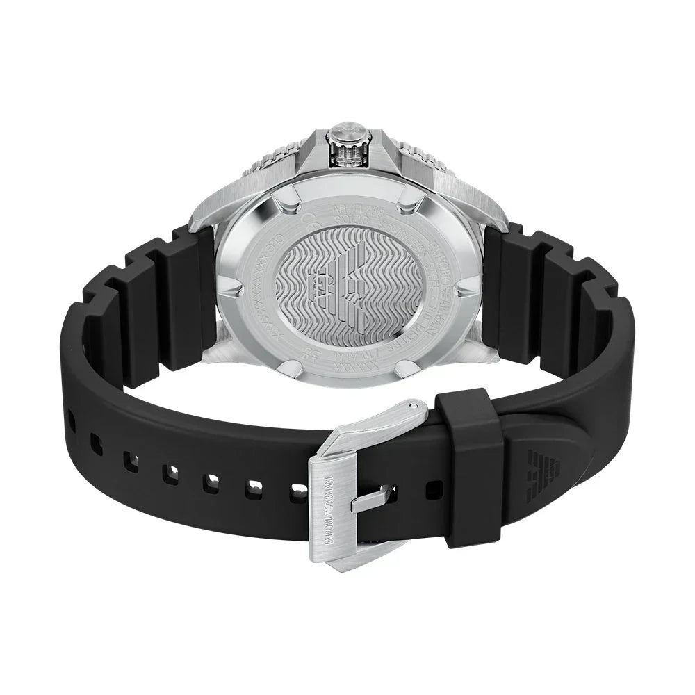 Emporio Armani World Explorer Solar Black Dial Black Silicone Strap Watch for Men - AR11788