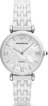  Shop Authentic Emporio Armani Giannti T Bar Quartz Mother of Pearl Dial White Steel Strap Watch For Women - AR1485 - Luxxuri