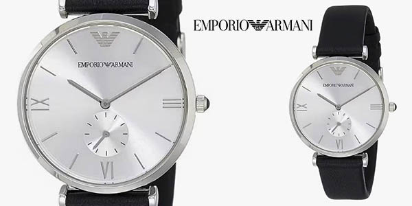  Shop Authentic Emporio Armani Retro Analog Quartz Silver Dial Black Leather Strap Watch For Men - AR1674 - Luxxuri