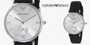  Shop Authentic Emporio Armani Retro Analog Quartz Silver Dial Black Leather Strap Watch For Men - AR1674 - Luxxuri