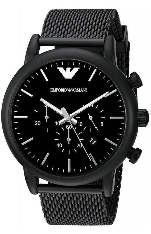  Shop Authentic Emporio Armani Sport Chronograph Black Dial Black Mesh Bracelet Watch For Men - AR1968 - Luxxuri