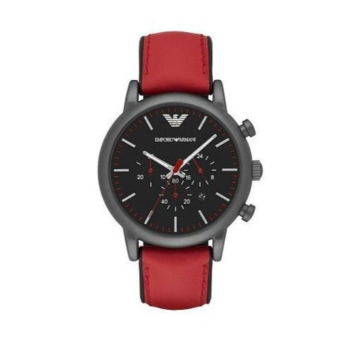  Shop Authentic Emporio Armani Luigi Chronograph Black Dial Red Leather Strap Watch For Men - AR1971 - Luxxuri