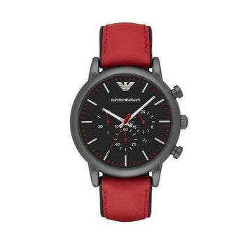  Shop Authentic Emporio Armani Luigi Chronograph Black Dial Red Leather Strap Watch For Men - AR1971 - Luxxuri