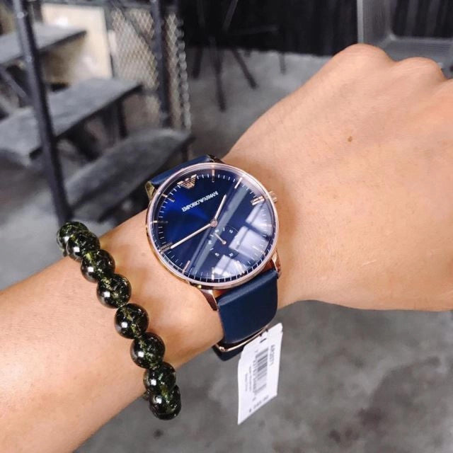  Shop Authentic Emporio Armani Classic Quartz Blue Dial Blue Leather Strap Watch For Men  - AR2071 - Luxxuri