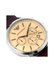  Shop Authentic Emporio Armani Classic Chronograph Beige Dial Brown Leather Strap Watch For Men - AR2433 - Luxxuri