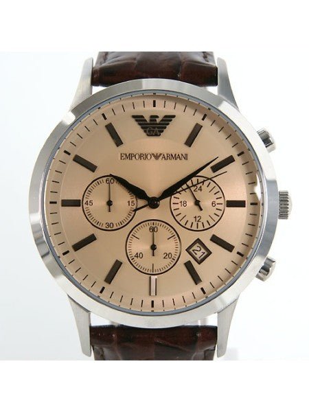  Shop Authentic Emporio Armani Classic Chronograph Beige Dial Brown Leather Strap Watch For Men - AR2433 - Luxxuri