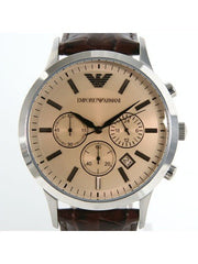  Shop Authentic Emporio Armani Classic Chronograph Beige Dial Brown Leather Strap Watch For Men - AR2433 - Luxxuri