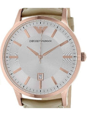  Shop Authentic Emporio Armani Classic Quartz Silver Dial Beige Leather Strap Watch For Men - AR2464 - Luxxuri