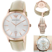  Shop Authentic Emporio Armani Classic Quartz Silver Dial Beige Leather Strap Watch For Men - AR2464 - Luxxuri