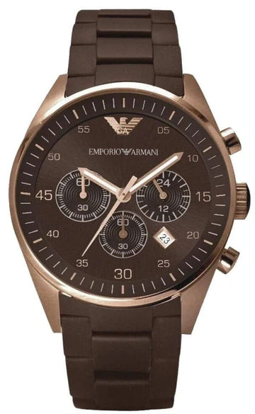  Shop Authentic Emporio Armani Sportivo Chronograph Brown Dial Brown Silicone Strap Watch For Men - AR5891 - Luxxuri