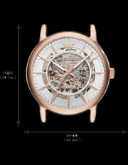 Shop Authentic Emporio Armani Luigi Skeleton Silver Dial Black Leather Strap Watch For Men - AR60007 - Luxxuri