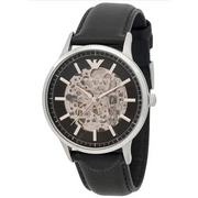  Shop Authentic Emporio Armani Meccanico Skeleton Automatic Black Dial Black Leather Strap Watch for Men - AR60038 - Luxxuri