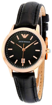  Shop Authentic Emporio Armani Classic Black Dial Black Leather Strap Watch For Women - AR9022 - Luxxuri