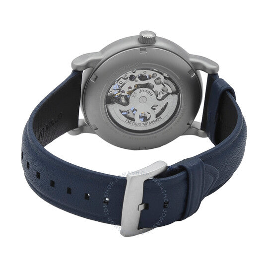  Shop Authentic Emporio Armani Luigi Automatic Blue Dial Blue Leather Strap Watch For Men - AR60030 - Luxxuri