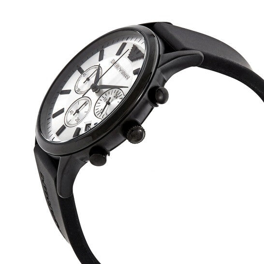  Shop Authentic Emporio Armani Chronograph Quartz Silver Dial Black Rubber Strap Watch For Men - AR11048 - Luxxuri