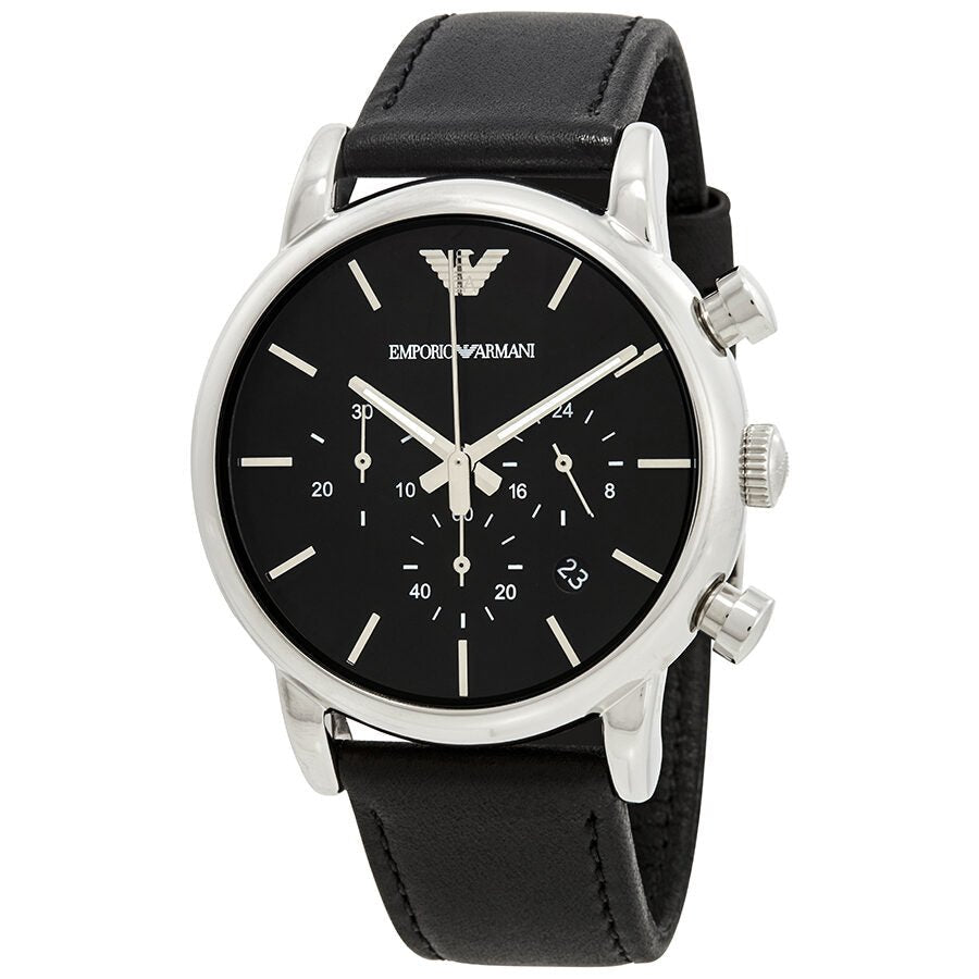  Shop Authentic Emporio Armani Classic Chronograph Black Dial Black Leather Strap Watch For Men - AR1733 - Luxxuri