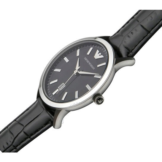  Shop Authentic Emporio Armani Classic Quartz Black Dial Black Leather Strap Watch For Men - AR2429 - Luxxuri