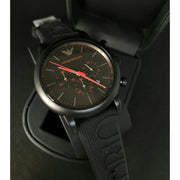  Shop Authentic Emporio Armani Luigi Chronograph Black Dial Black Rubber Strap Watch For Men - AR11024 - Luxxuri